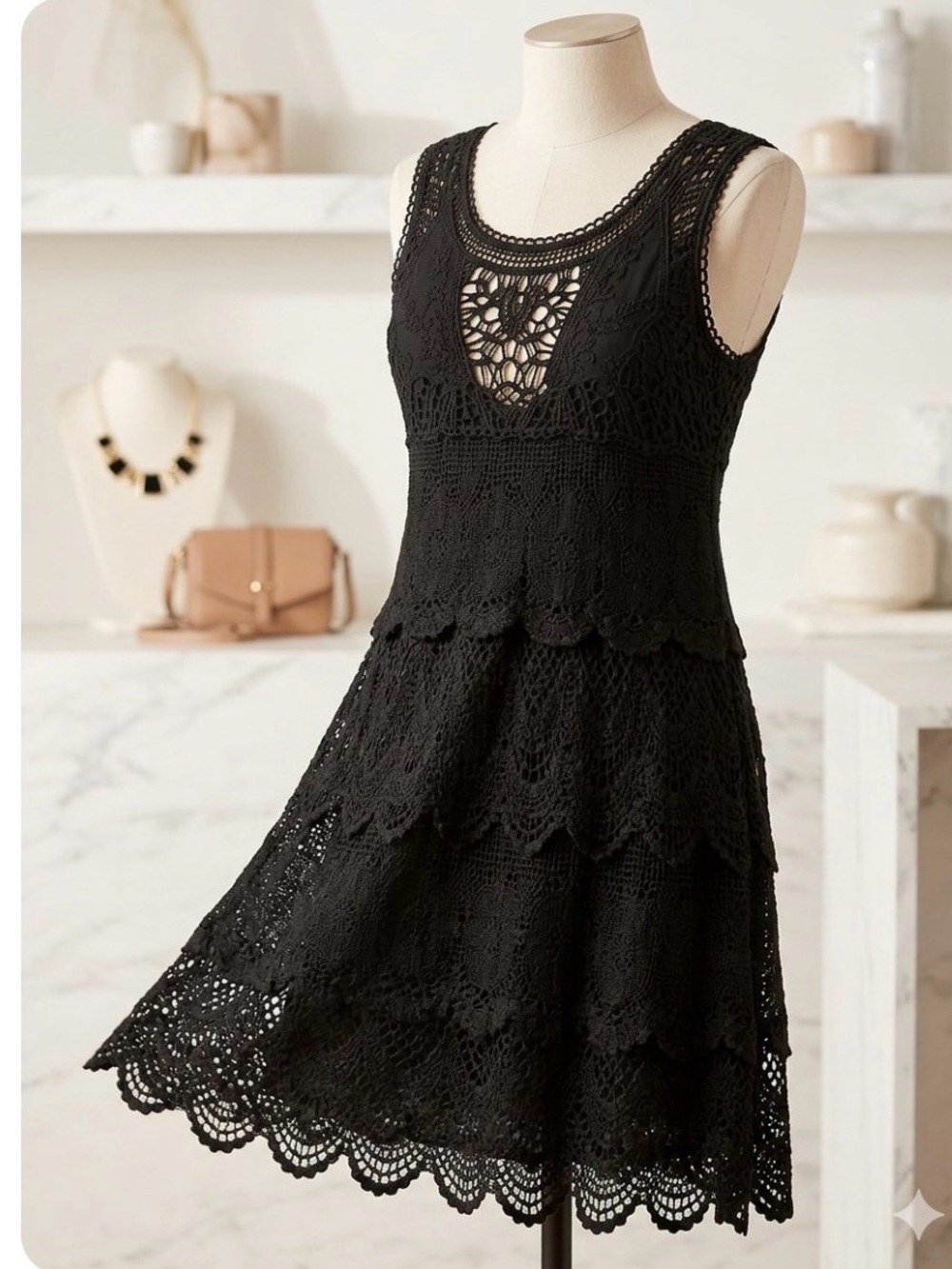P0037.  Maurice’s Black Lace Sleeveless Fit & Flare Dress